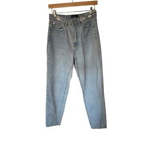 MISSGUIDED Riot High Rise Mom Jeans Women's 6 Distressed Blue Denim Light Wash